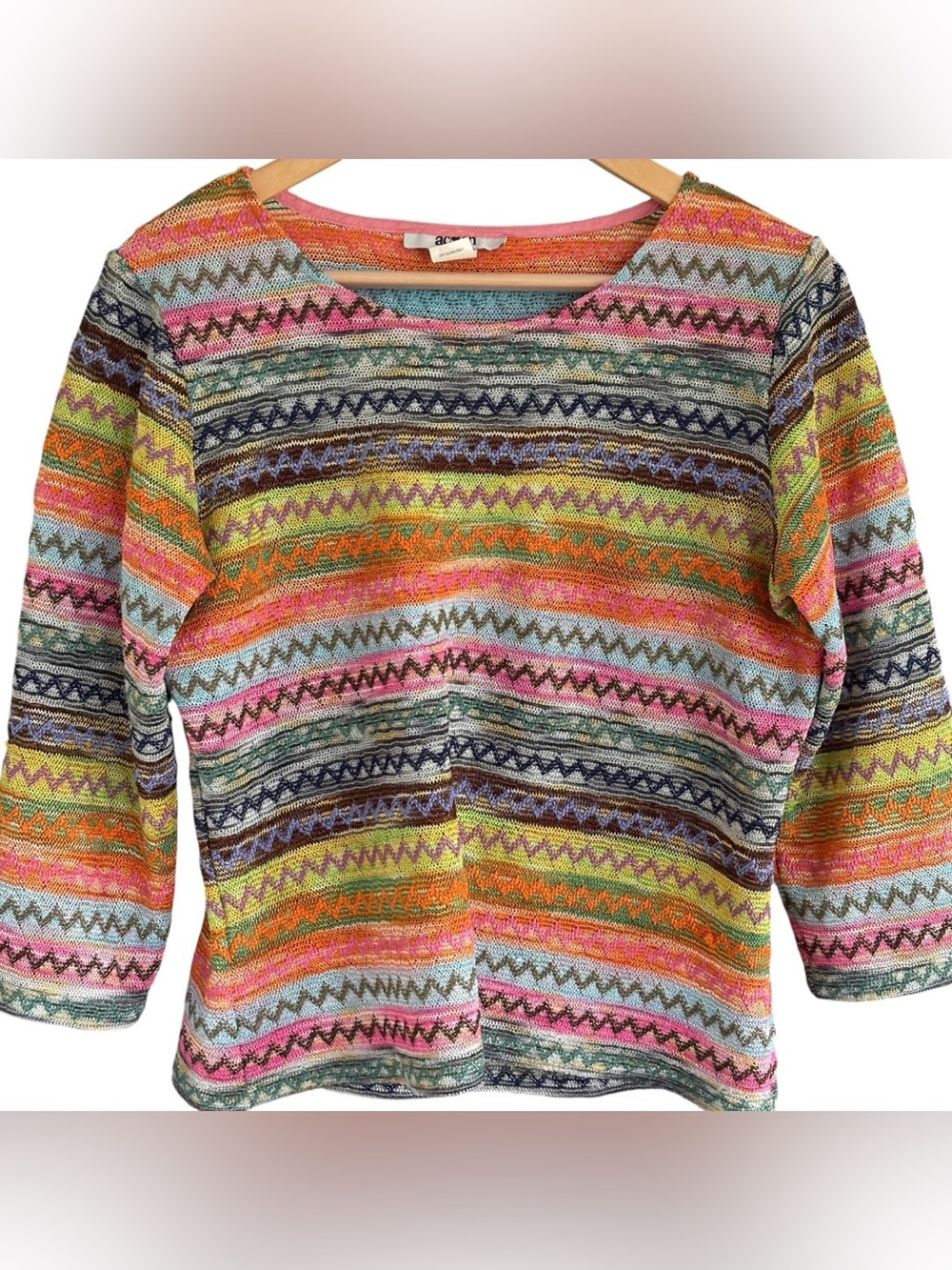 Acorn Vintage Sweater Womens Size Large Zigzag Chevron Y2K
